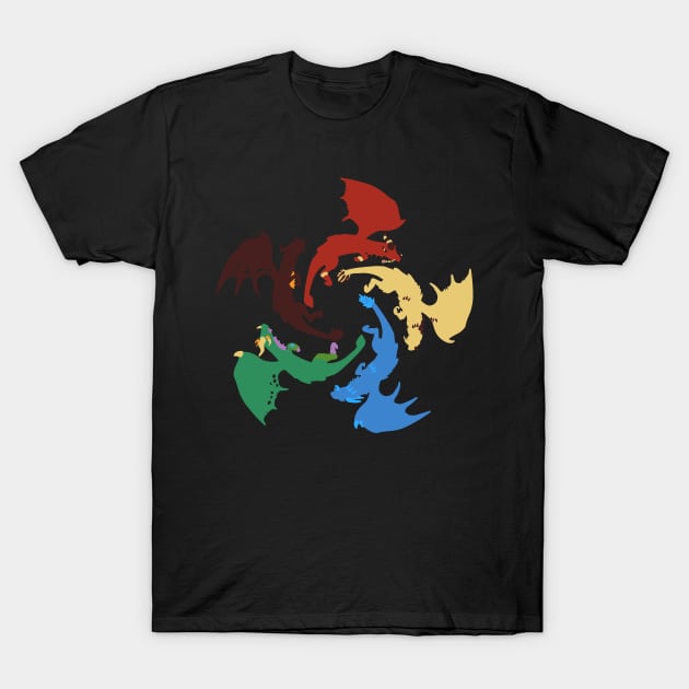 5 Dragons Flights T-Shirt by Rackham